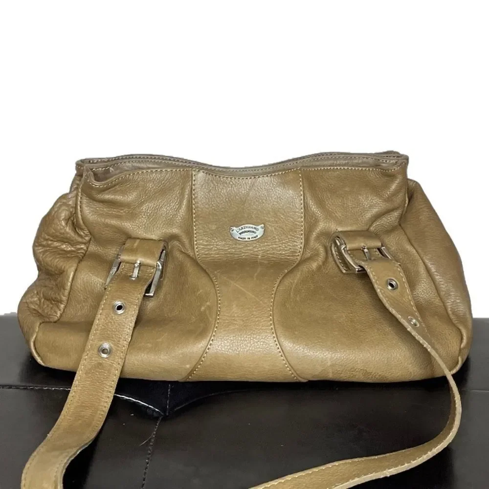 L’Artigiano Leather Tote Brown Tan Shoulder Bag Womens Purse Borse In Pe… - Picture 1 of 12
